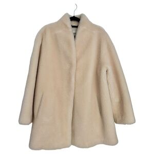 The Curated Teddy 100% Wool Coat in Cream Size M